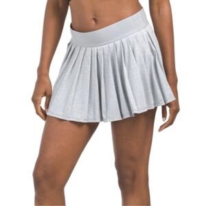 Kyodan Pleated Elastic Waistband Built-in Shorts Grey Tennis Skort